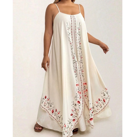 Plus Floral Print Ruffle hem Cami Maxi Dress - Picture 3 of 4